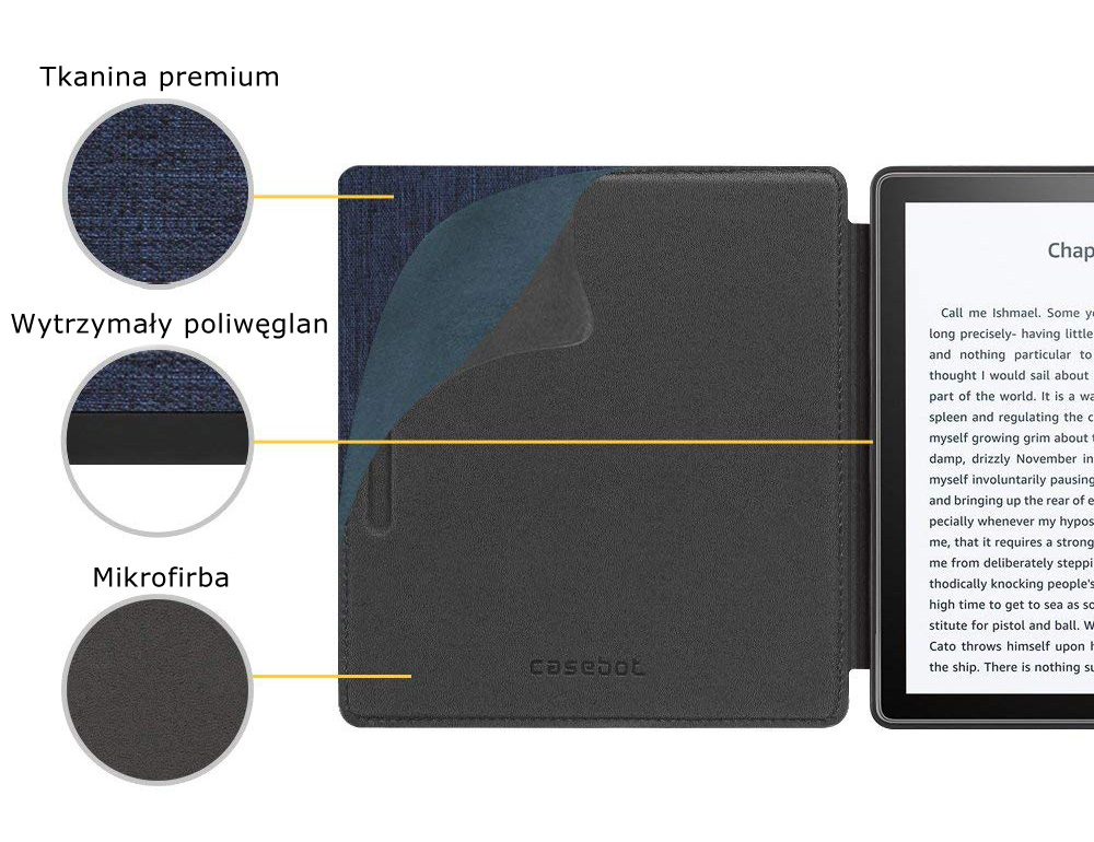 Etui do Kindle oasis 2 - casebot w kolorze Etui do Kindle Oasis 2 (model 2017) w kolorze szarym (Casebot) etui zaprojektowane przez firmę Fintie z materiamów wysokiej jakości warstwa zewnętrzna wykonana z wytrzymałego poliwęglanu oraz przyjemnego w dotyku materiału warstwa wewnętrzna wykonana z antypoślizgowej mikrofibry dla większego bezpieczeństwa i ochrony etui automatycznie wybudza i usypia czytnik mocny magnes oraz wytrzymała konstrukcja dobrze chroni czytnik Etui do Kindle oasis 2 - casebot w kolorze szarym Etui do Kindle oasis 2 - casebot w kolorze szarymEtui do Kindle oasis 2 - casebot w kolorze granatowym