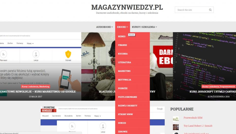 Portal internetowy Magazynwiedzy.pl z darmowymi e-bookami