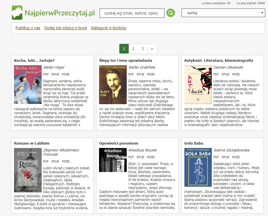 Strona internetowa z darmowymi e-bookami na czytniki - najpierwprzeczytaj.pl