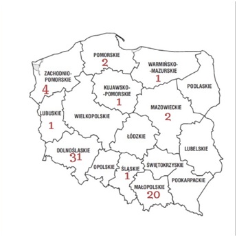 Mapa Polski, czytniki e-book, województwa, biblioteki 