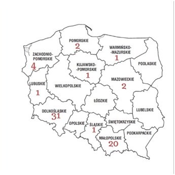 Mapa Polski, czytniki e-book, województwa, biblioteki 