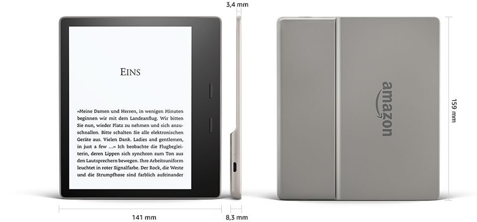 Kindle Oasis 2 wymiary, 7-calowy ekran, czytanie książek na czytniku, Nowy czytnik od Kindle, wodoodporny czytnik od Kindle, Pierwszy wodoodporny czytnik od Kindle 