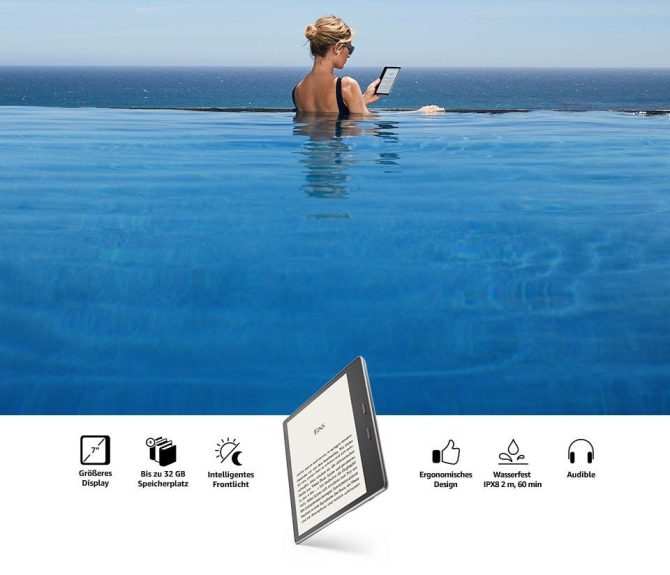 Kindle Oasis 2- wodoodporny czytnik, wyświetlacz 7 cali, nowy czytnik Kindle, czytnik do czytania książek, Oasis 2, Oasis, ebook reader