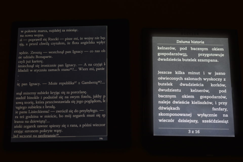 Podświetlenie negatyw Kindle Oasis 2 Cybook Muse Light