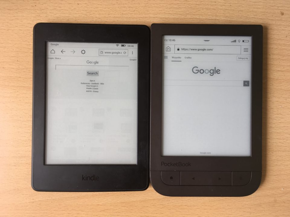 przeglądarka internetowa kindle paperwhite 3 i pocketbook touch hd 2