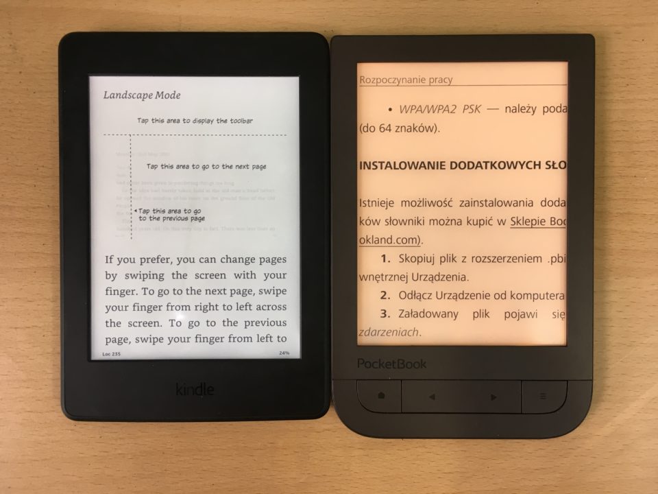Podświetenie w czytnikach Kindle Paperwhite 3 i PocketBook Touch HD 2 smartlight