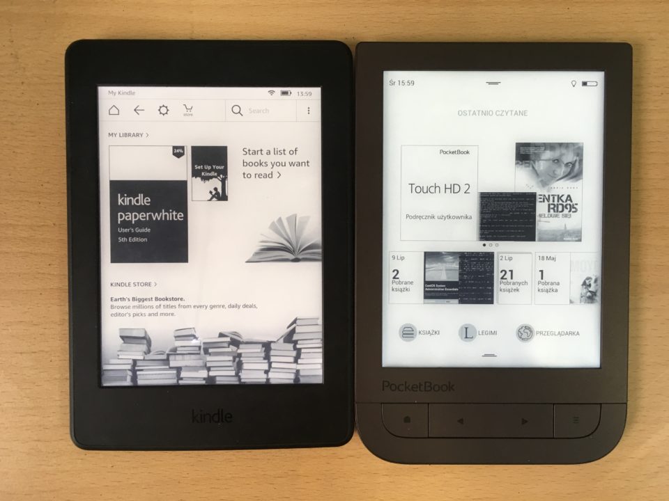Podświetlenie w czytniku Kindle Paperwhite 3 i PocketBook Touch HD 2 porównanie