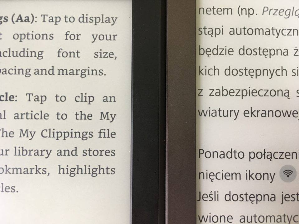 rozdzielczość ostrość Kindle Paperwhite 3 i PocketBook Touch HD 2