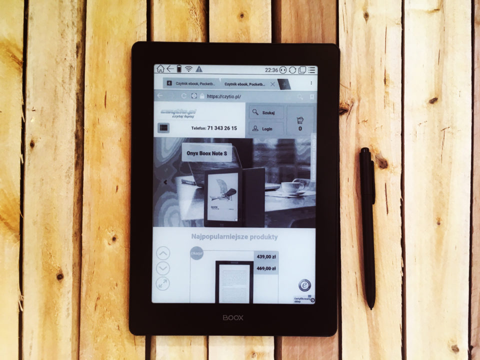 onyx boox note 2 przeglądarka