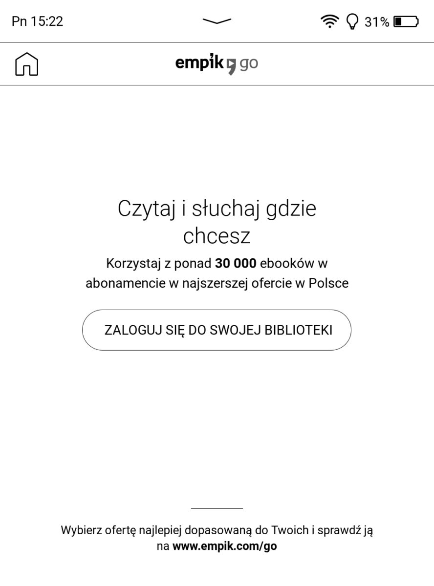 empik Go ekran logowania 
