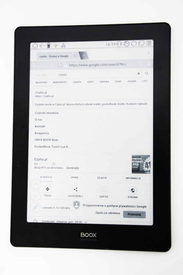onyx boox note s przeglądarka
