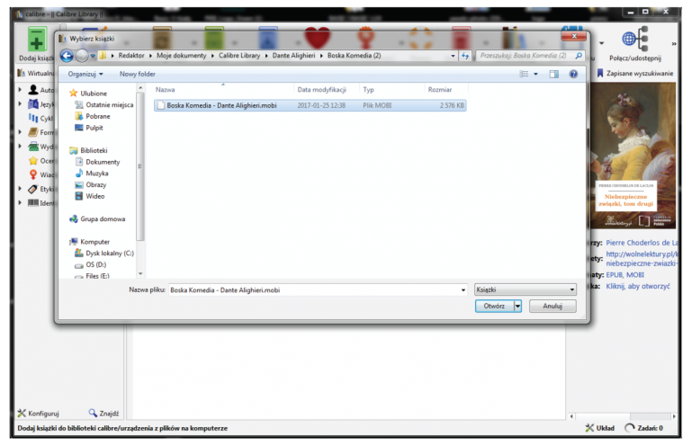 calibre konwersja pliku
