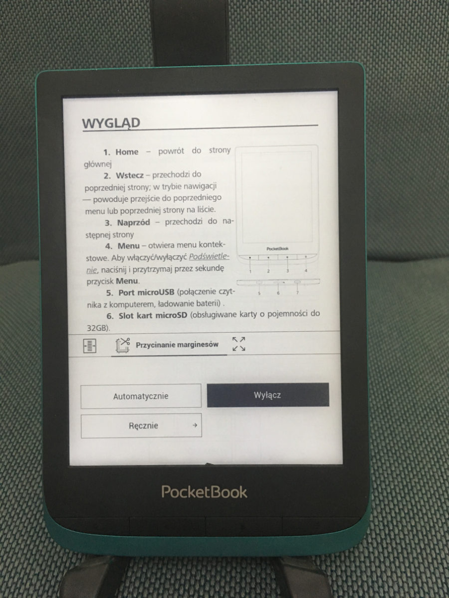 PocketBook Touch Lux 4 przycinanie marginesów