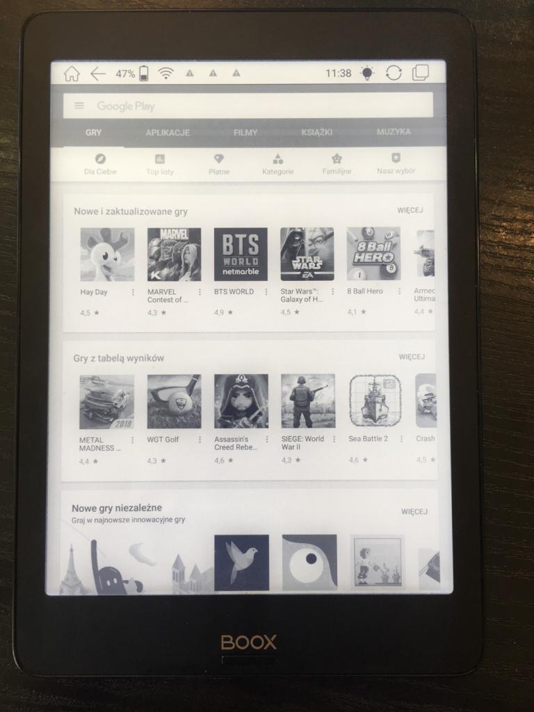 Sklep Google Play na Onyx Boox Nova Pro aplikacje