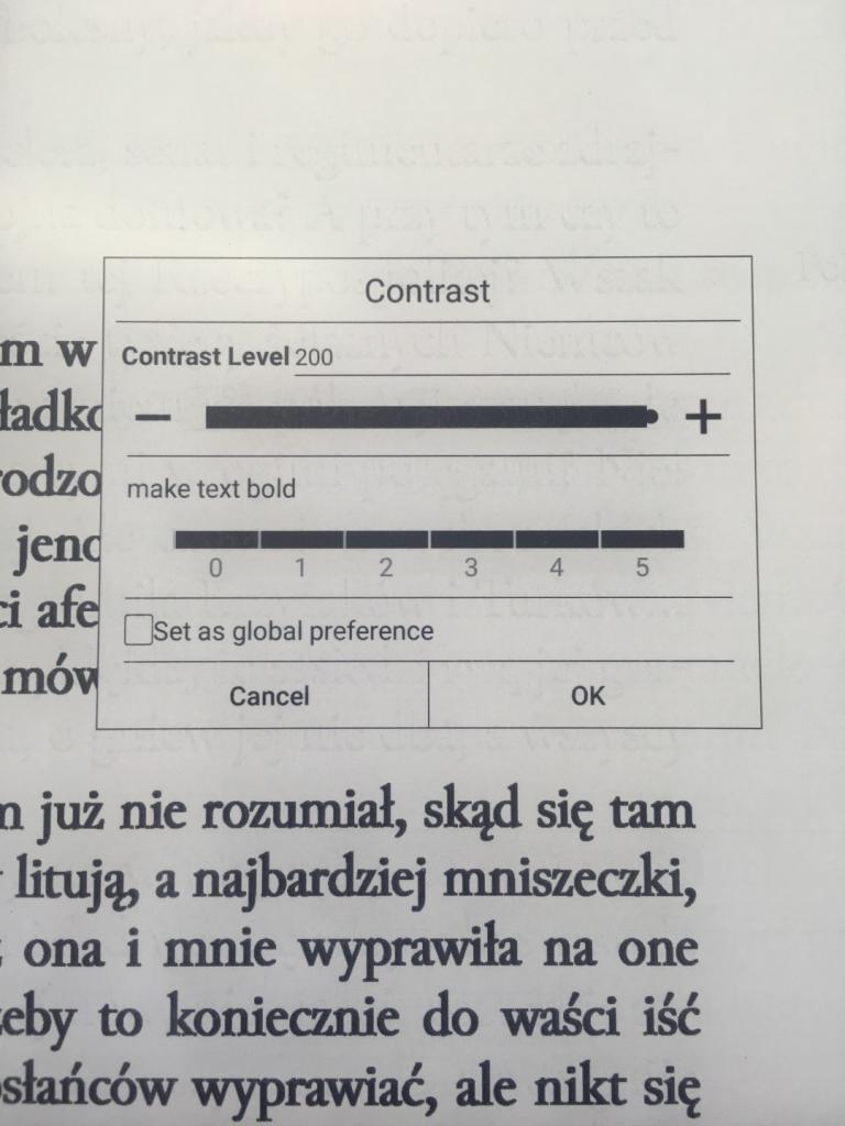 ustawienia kontrastu w Oonyx Boox Nova Pro