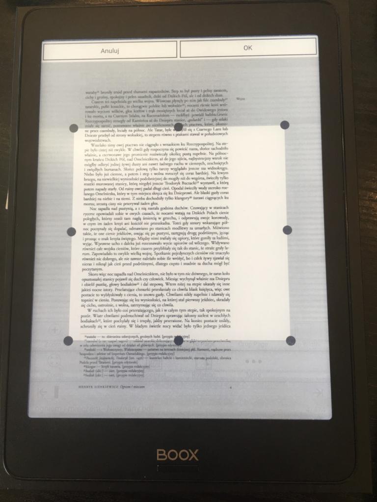 Przycinanie marginesów pdf Onyx Boox Nova Pro.