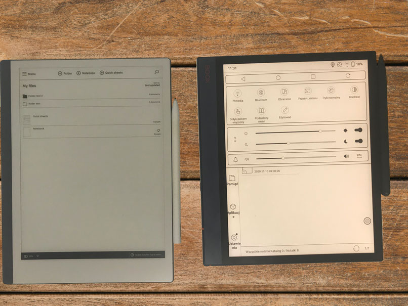 Onyx Boox Note Air posiada podświetlany ekran, a reMarkable 2 nie