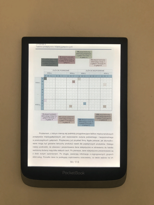PocketBook InkPad Color do literatury naukowej kolorowe wykresy