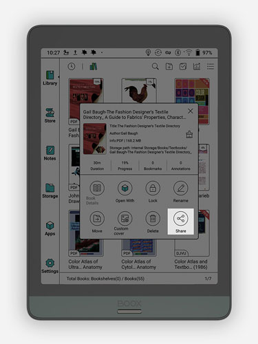 Udostępnianie e-booków i dokumentów z notatkami z czytników Onyx Boox na inne urządzenia.