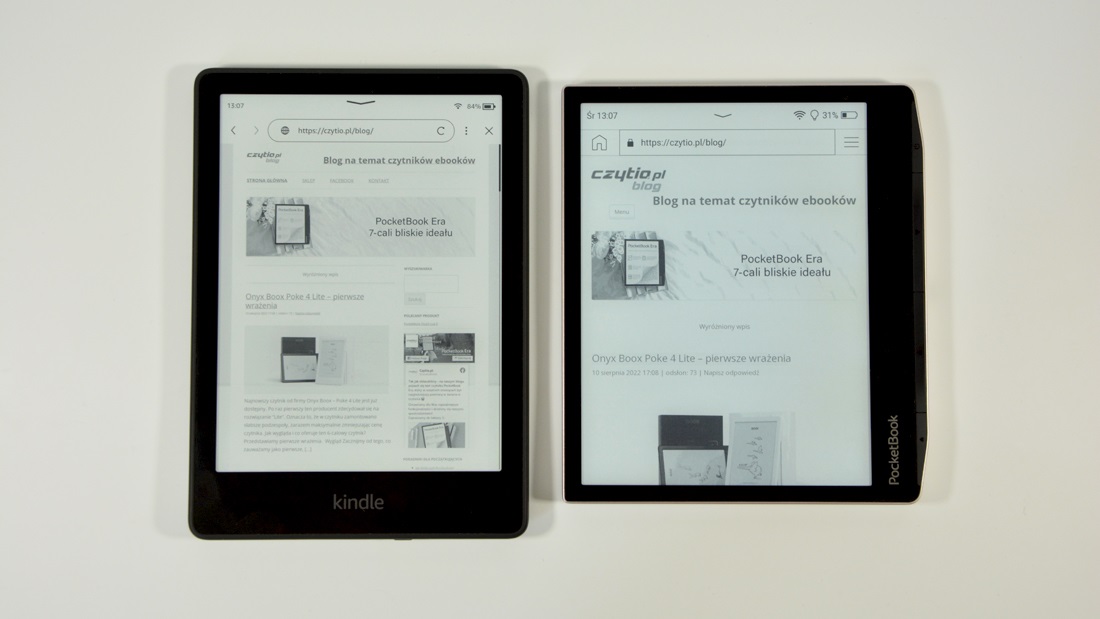 Przeglądarka na czytnikach Kindle i PocketBook