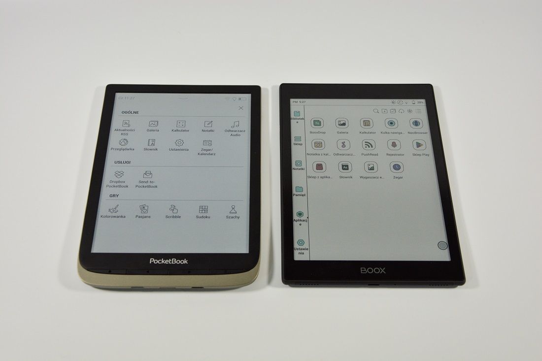 Domyślne aplikacje na czytnikach PocketBook i Onyx Boox
