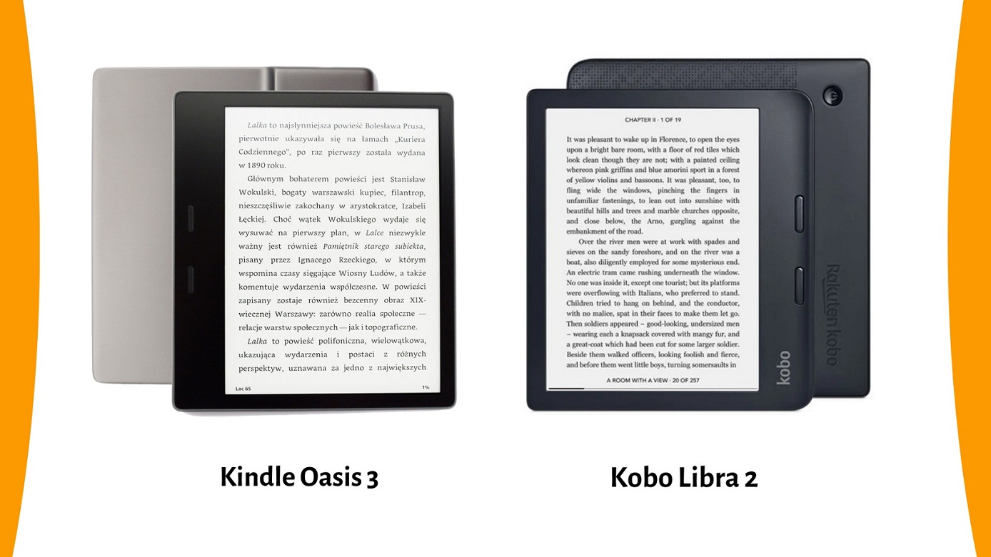 Kindle Oasis 3 (z lewej) i Kobo Libra 2 (z prawej)