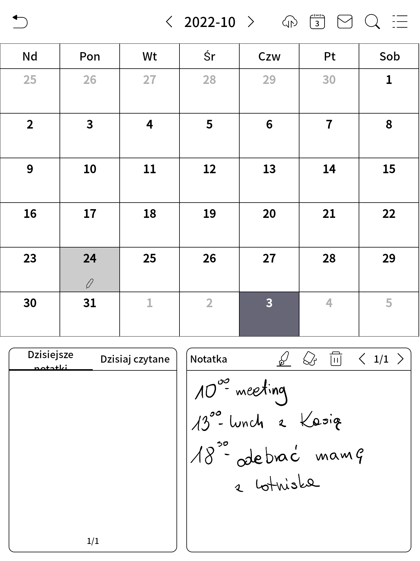 Aplikacja Notatka z kalendarza