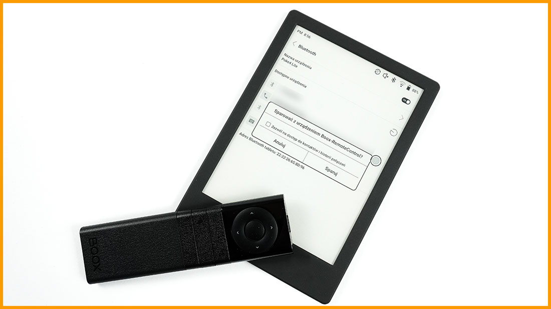 Onyx Boox Poke 4 Lite - połączenie z pilotem Bluetooth