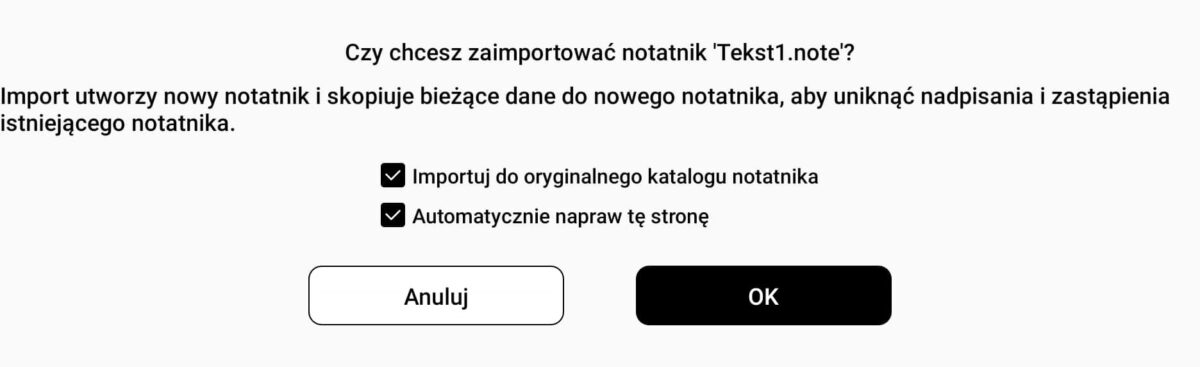 Otwarcie pliku NOTE na czytniku