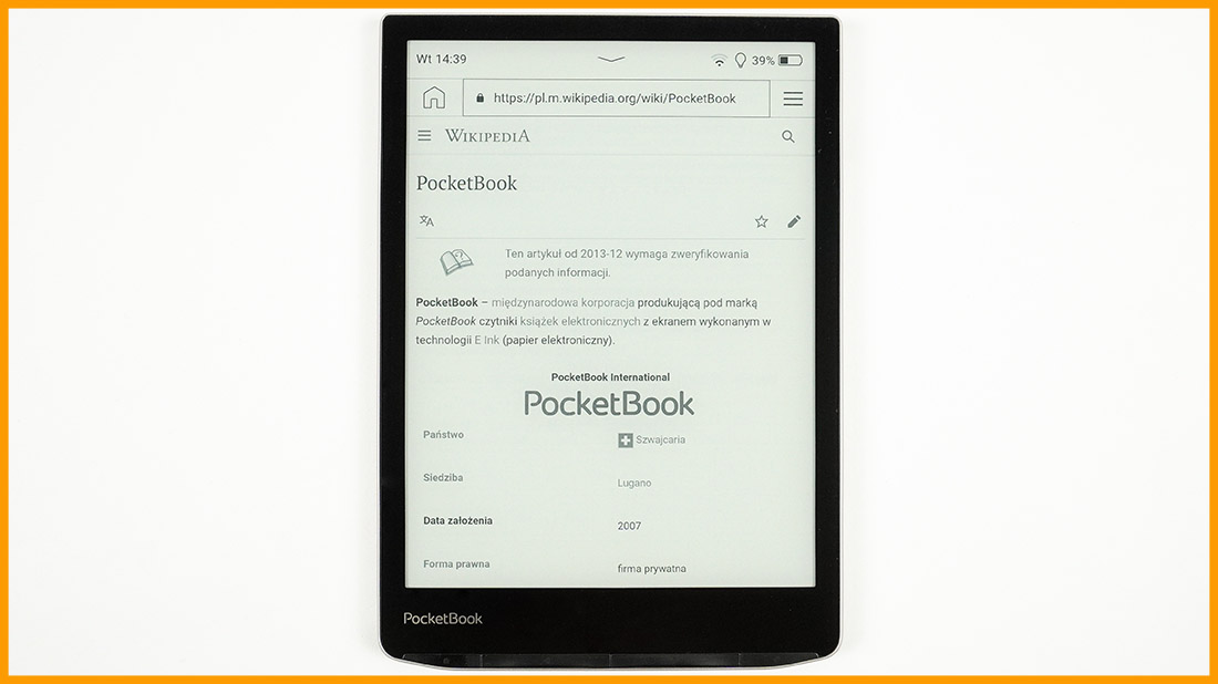 PocketBook InkPad 4 - przeglądarka internetowa