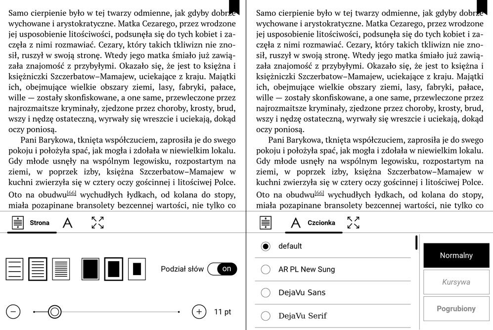 PocketBook InkPad 4 - ustawienia e-booków