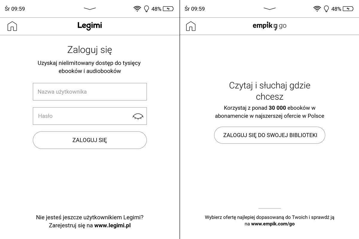 PocketBook InkPad 4 - Aplikacje Legimi i Empik Go