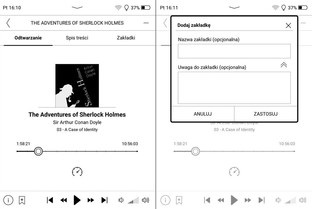 PocketBook InkPad 4 - narzędzia audiobooków