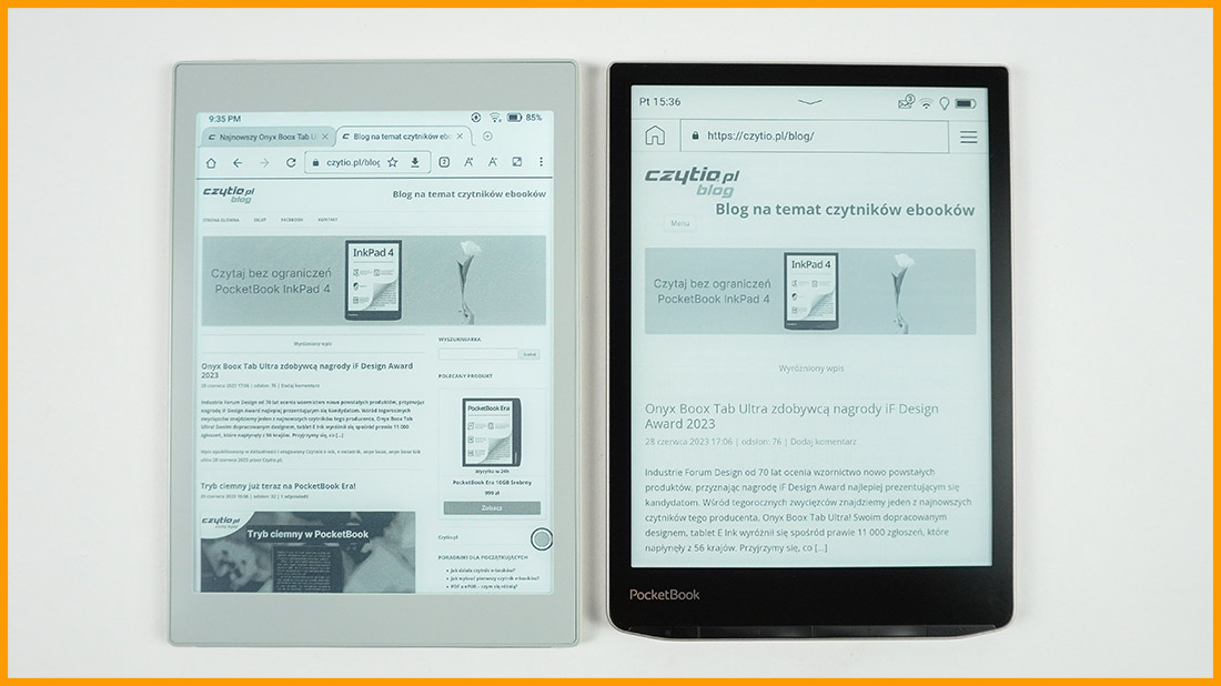 Onyx Boox Nova Air 2 vs PocketBook InkPad 4 - porównanie przeglądarek
