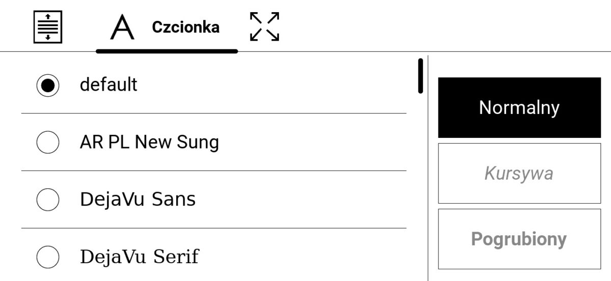 PocketBook inkPad 4 - ustawienia czcionki