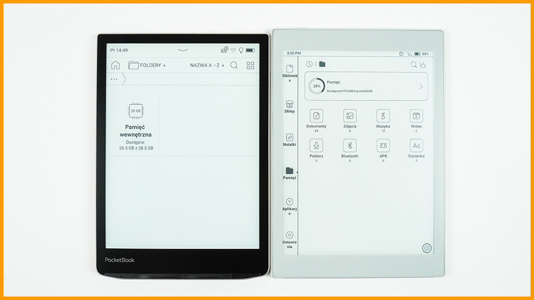 Onyx Boox Nova Air 2 vs PocketBook InkPad 4 - pamięć
