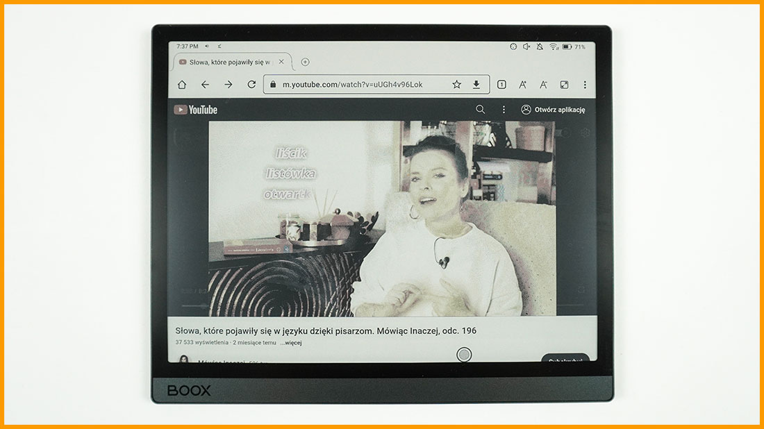 Onyx Boox Tab Ultra C - wyświetlanie filmików