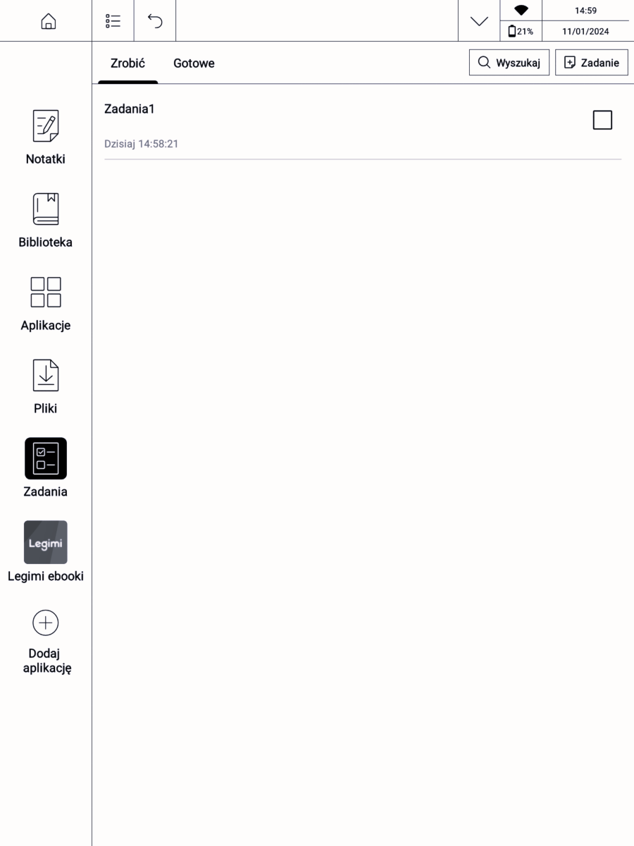 Aplikacja z lista zadań do zrobienia na InkPad X Pro