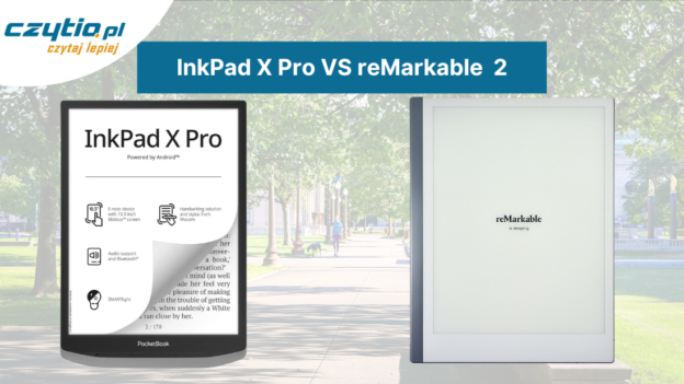 okładka porównania modeli Pocektbook InkPad X Pro z reMarkable 2