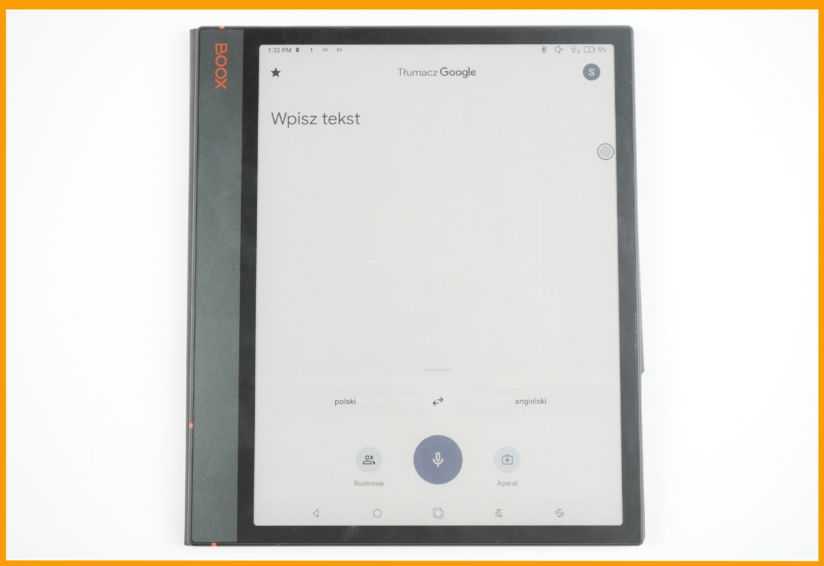 Działanie Google Translate na czytniku Onyx Boox Note Air 3 C