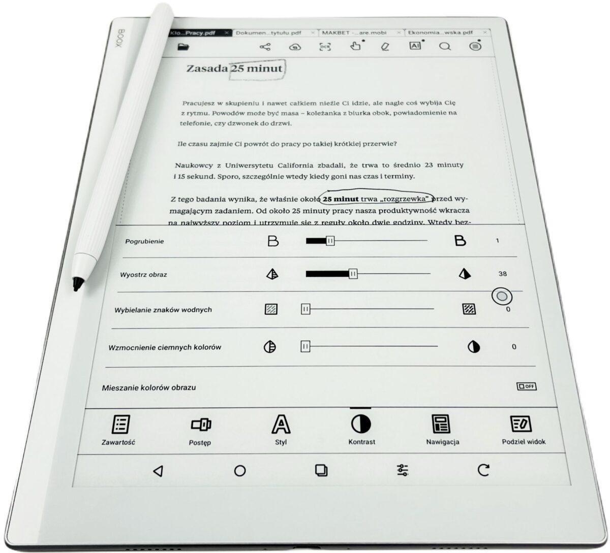 Edycja plików PDF na czytnikach E-ink