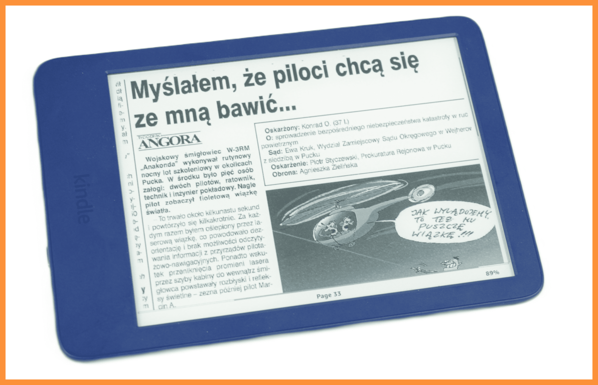 Magazyn o formacie PDF na 6-calowym czytniku Kindle