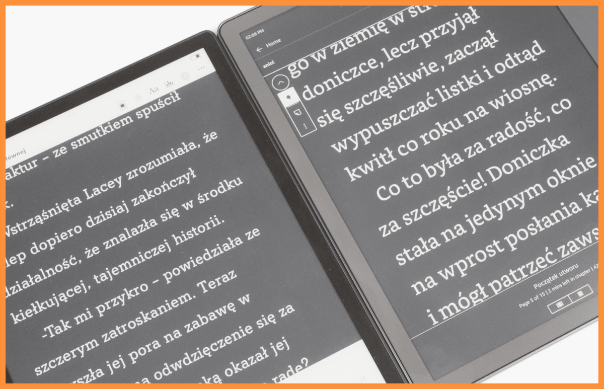 Kindle Scribe vs Kobo Elipsa 2E - tryb ciemny