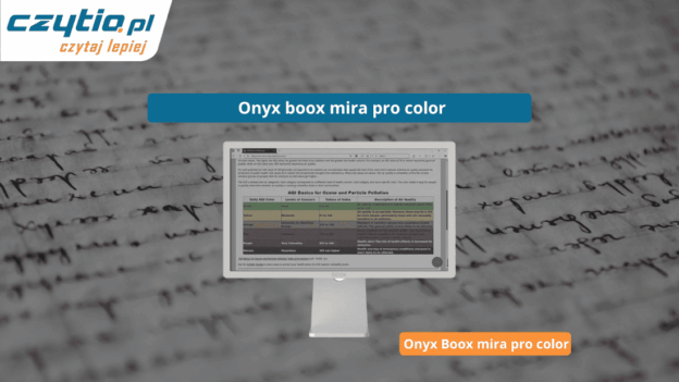 Zdjęcie przedstawia monitor Onyx Boox Mira Pro Color