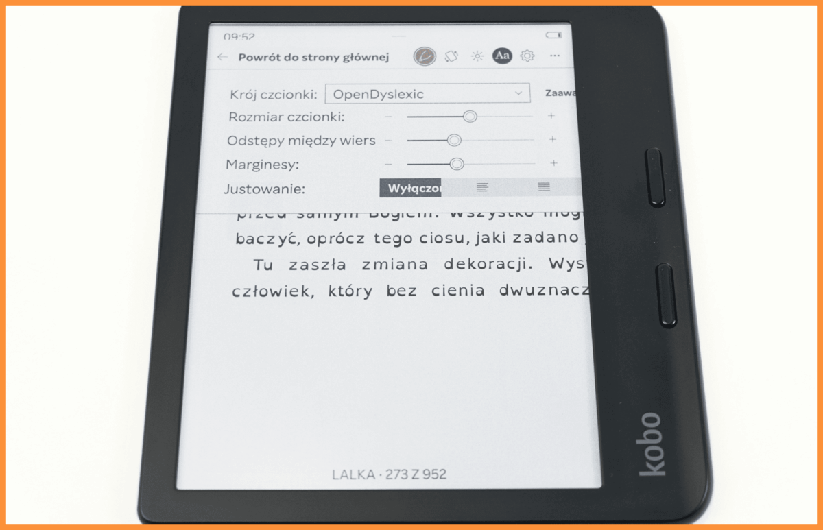 Kobo Libra colour z ustawieniami dla dyslektyków