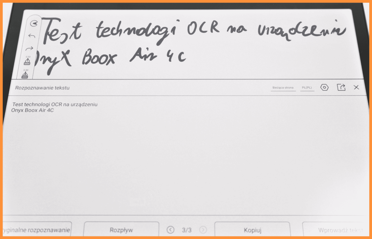 technologia OCR na e-notatniku Onyx Boox Note Air 4 C