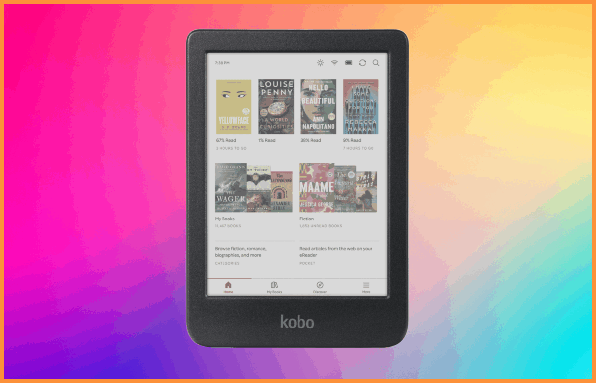 Kobo Clara Colour menu główne czytnika