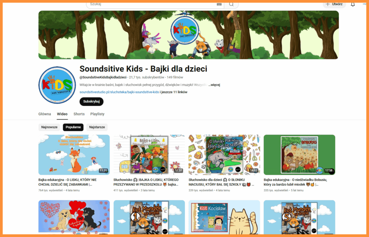 Darmowe Audiobooki dla dzieci na kanale youtube Soundsitive Kids - Bajki dla dzieci 