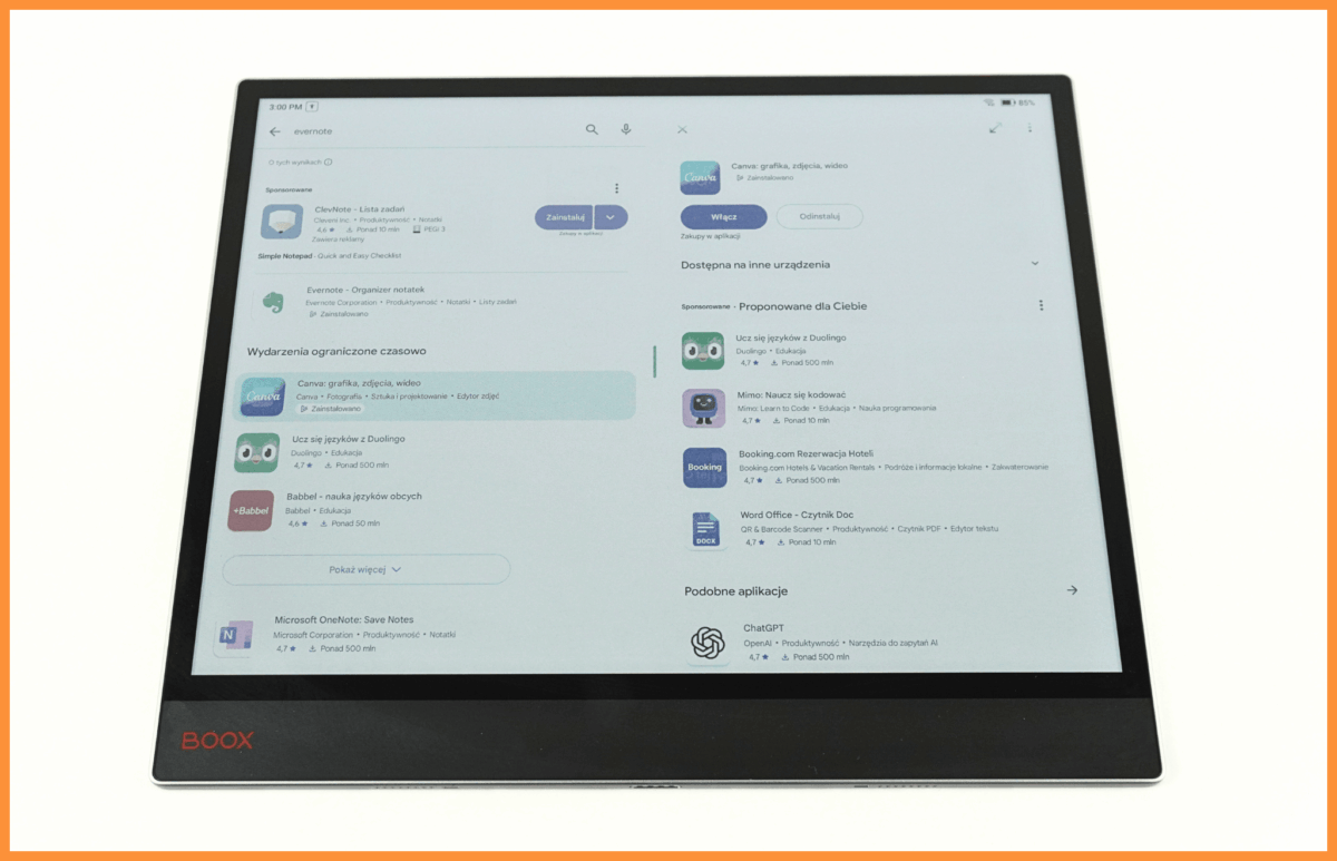 Google Play z darmowymi aplikacjami dostępny na czytnikach Onyx Boox