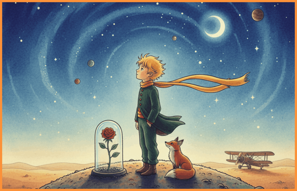 Ilustracja przedstawiająca wizualizacje książki Mały książę, która należy do top 10 ponadczasowych książek